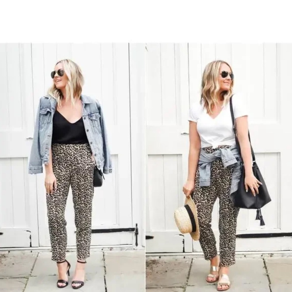 J. Crew Women's Leopard Print Tapered Pants Size 2 Jamie Pant